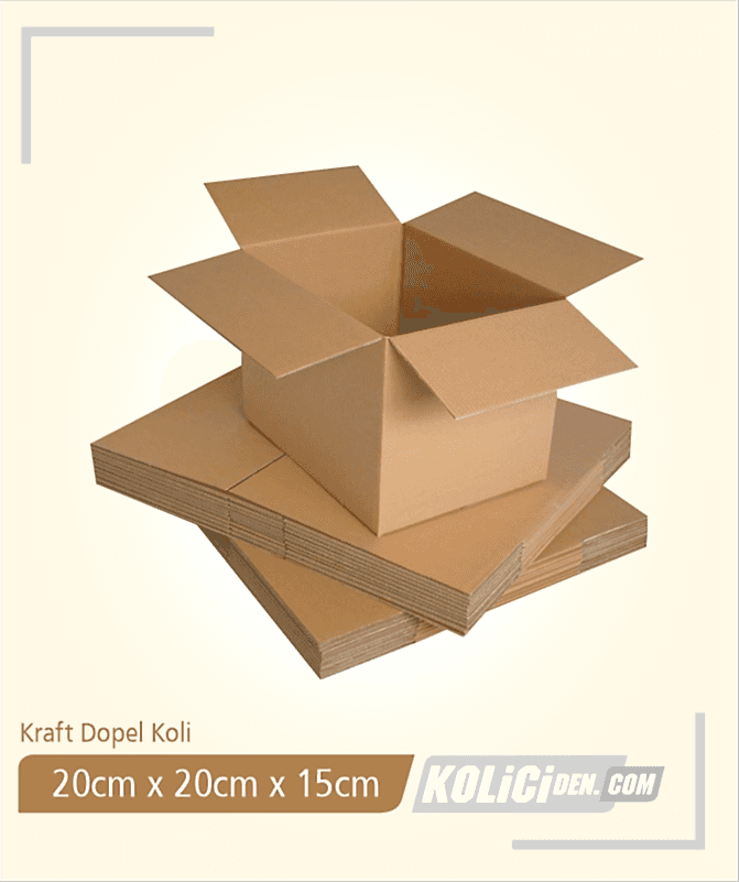 20x20x15 cm Hazır Kraft Dopel Koli