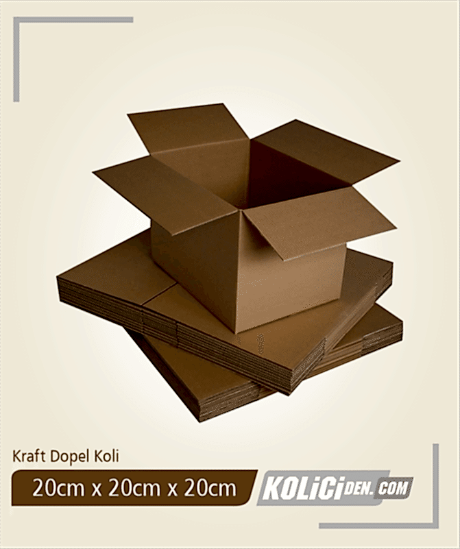 20x20x20 cm Hazır Kraft Dopel Koli