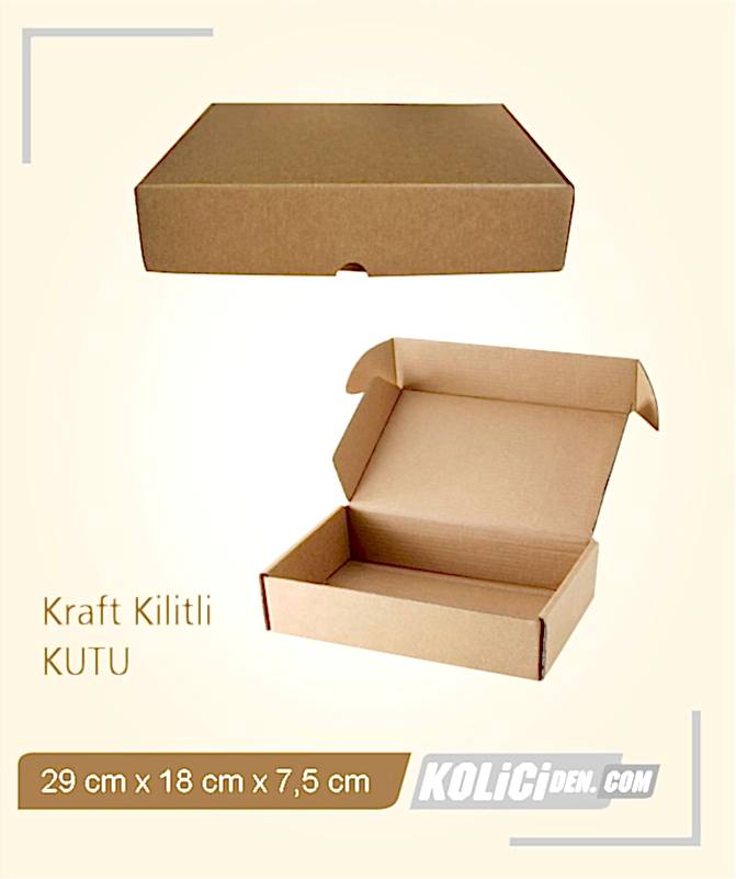 29x18x7,5 cm Hazır Kraft Kilitli Kutu