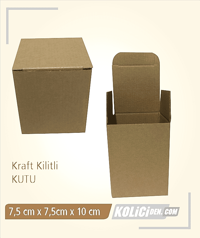 7,5x7,5x10 cm Hazır Kraft Kilitli Kutu